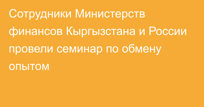 Сотрудники Министерств финансов Кыргызстана и России провели  семинар по обмену опытом