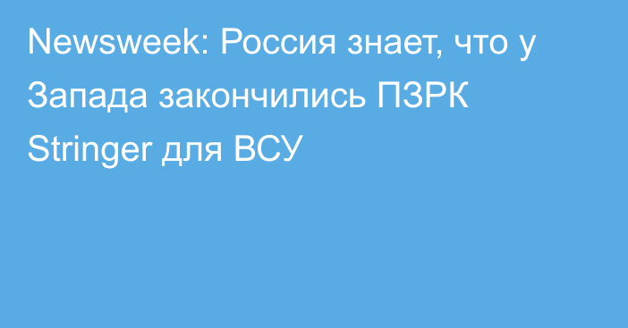 Newsweek: Россия знает, что у Запада закончились ПЗРК Stringer для ВСУ