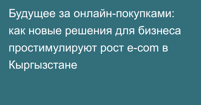 Будущее за онлайн-покупками: как новые решения для бизнеса простимулируют рост e-com в Кыргызстане