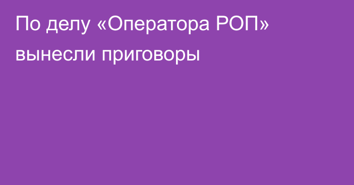 По делу «Оператора РОП» вынесли приговоры