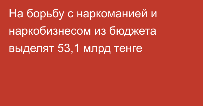 На борьбу с наркоманией и наркобизнесом из бюджета выделят 53,1 млрд тенге