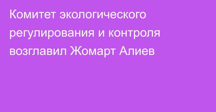 Комитет экологического регулирования и контроля возглавил Жомарт Алиев