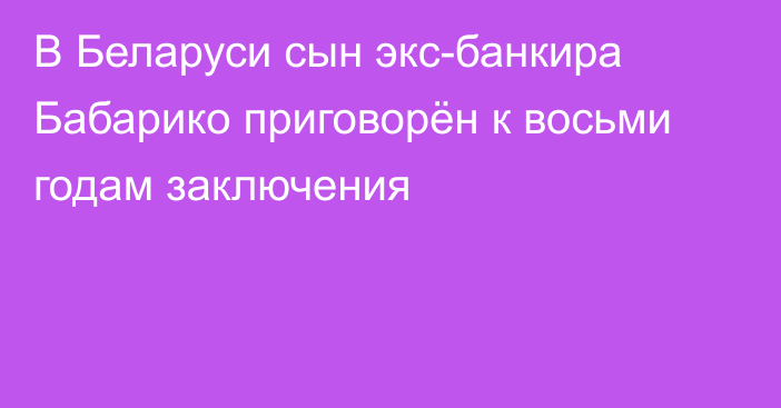 В Беларуси сын экс-банкира Бабарико приговорён к 
восьми годам заключения