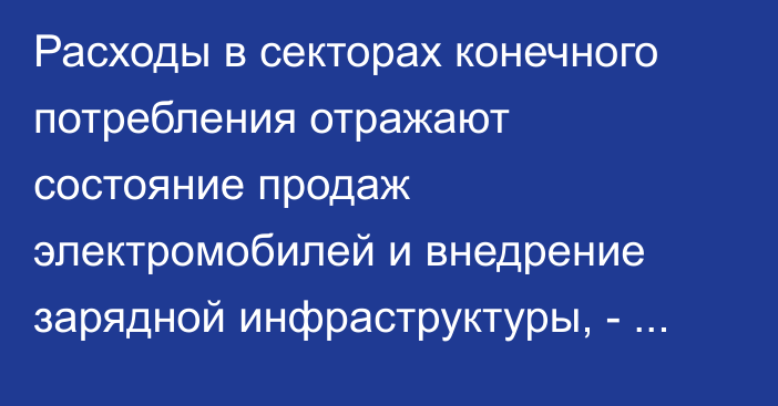 Расходы в секторах конечного потребления отражают состояние продаж электромобилей и внедрение зарядной инфраструктуры, - МЭА