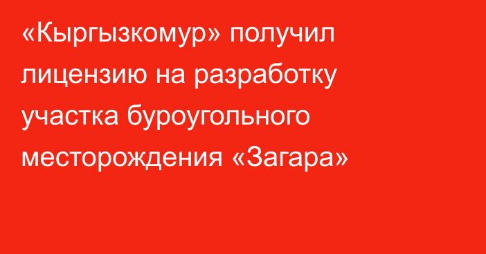 «Кыргызкомур» получил лицензию на разработку участка буроугольного месторождения «Загара»