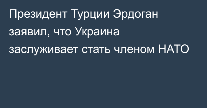 Президент Турции Эрдоган заявил, что Украина заслуживает стать членом НАТО