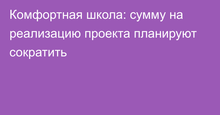 Комфортная школа: сумму на реализацию проекта планируют сократить