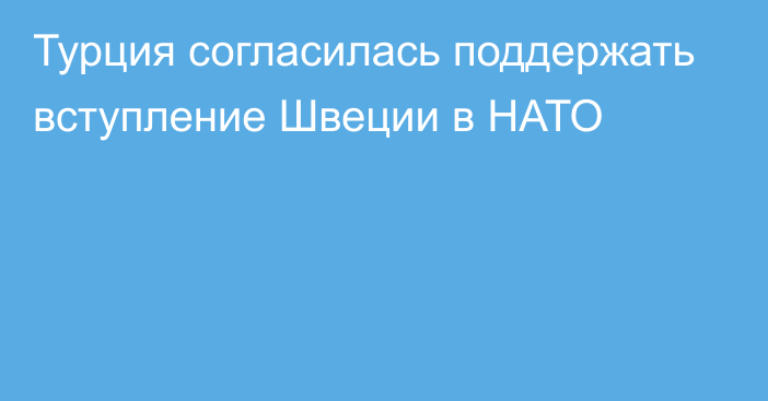 Турция согласилась поддержать вступление Швеции в НАТО