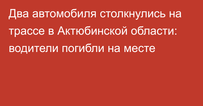 Два автомобиля столкнулись на трассе в Актюбинской области: водители погибли на месте