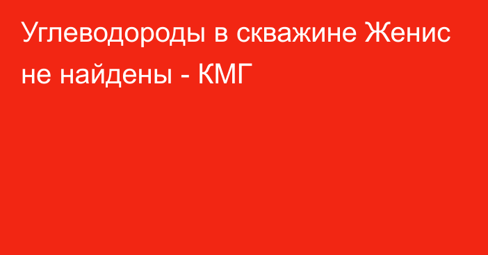 Углеводороды в скважине Женис не найдены  - КМГ