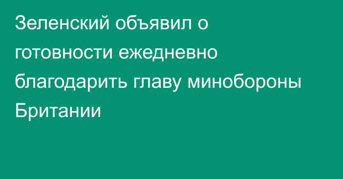 Зеленский объявил о готовности ежедневно благодарить главу минобороны Британии