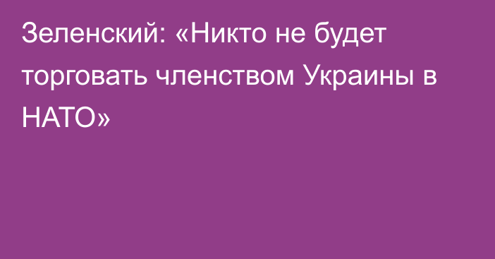 Зеленский: «Никто не будет торговать членством Украины в НАТО»