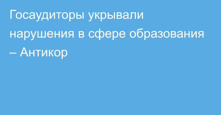 Госаудиторы укрывали нарушения в сфере образования – Антикор