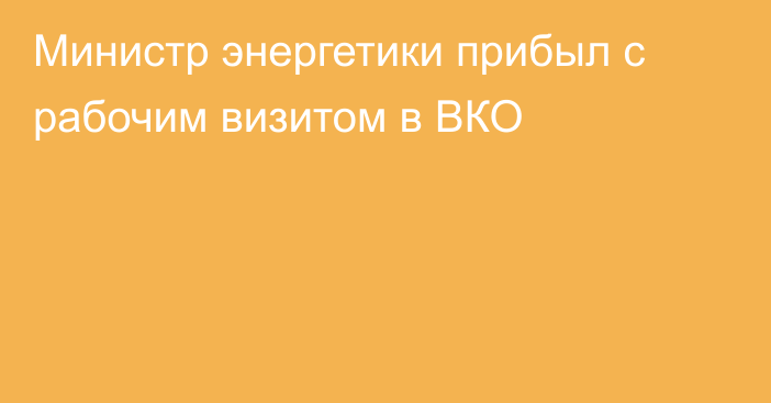 Министр энергетики прибыл с рабочим визитом в ВКО