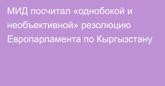 МИД посчитал «однобокой и необъективной» резолюцию Европарламента по Кыргызстану