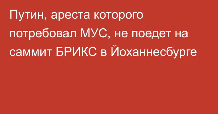 Путин, ареста которого потребовал МУС, не поедет на саммит БРИКС в Йоханнесбурге