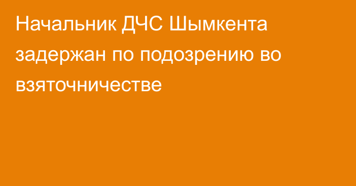 Начальник ДЧС Шымкента задержан по подозрению во взяточничестве