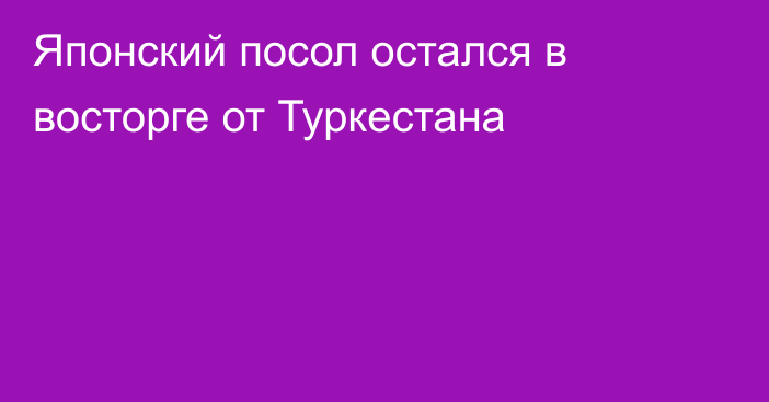 Японский посол остался в восторге от Туркестана