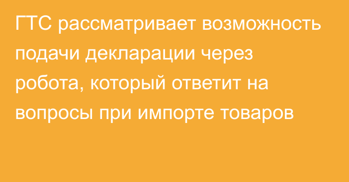 ГТС рассматривает возможность подачи декларации через робота, который ответит на вопросы при импорте товаров