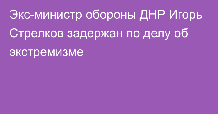 Экс-министр обороны ДНР Игорь Стрелков задержан по делу об экстремизме