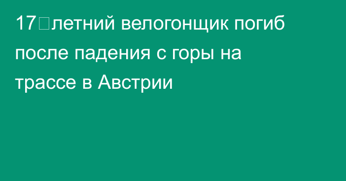 17‑летний велогонщик погиб после падения с горы на трассе в Австрии