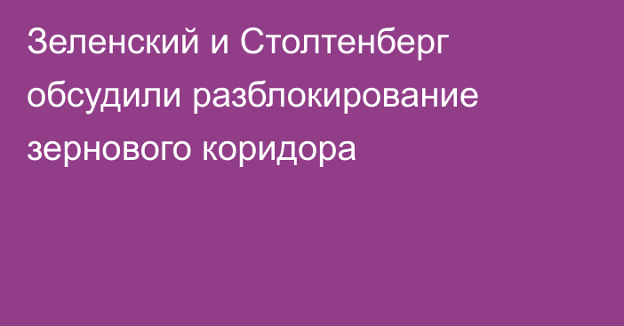 Зеленский и Столтенберг обсудили разблокирование зернового коридора