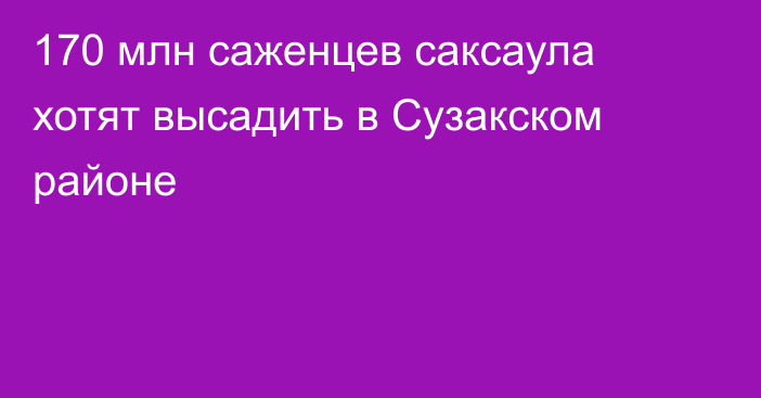 170 млн саженцев саксаула хотят высадить в Сузакском районе