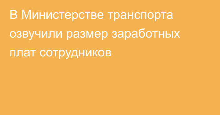 В Министерстве транспорта озвучили размер заработных плат сотрудников