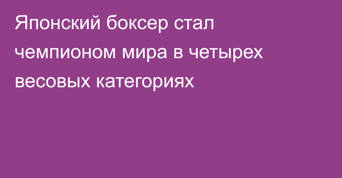 Японский боксер стал чемпионом мира в четырех весовых категориях