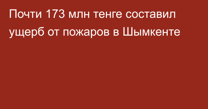 Почти 173 млн тенге составил ущерб от пожаров в Шымкенте