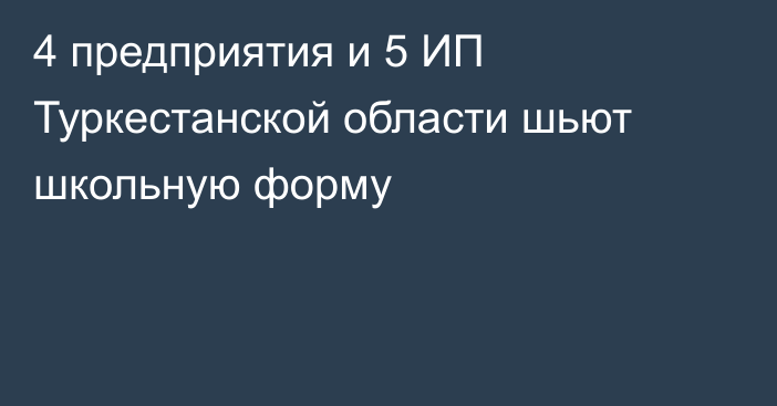 4 предприятия и 5 ИП Туркестанской области шьют школьную форму