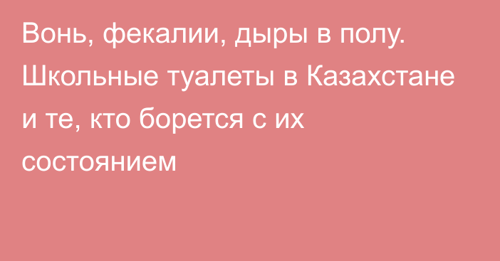 Вонь, фекалии, дыры в полу. Школьные туалеты в Казахстане и те, кто борется с их состоянием