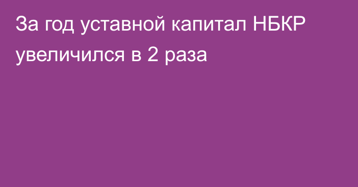 За год уставной капитал НБКР увеличился в 2 раза