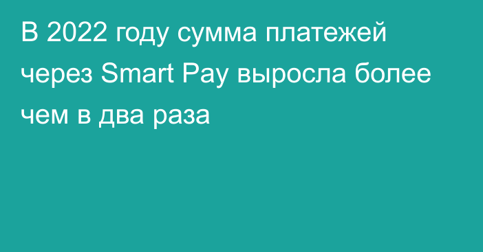 В 2022 году сумма платежей через Smart Pay выросла более чем в два раза