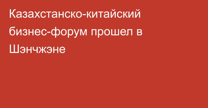 Казахстанско-китайский бизнес-форум прошел в Шэнчжэне