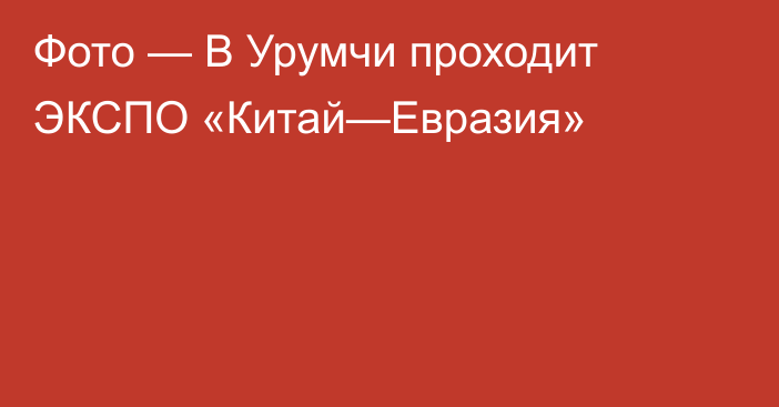 Фото — В Урумчи проходит ЭКСПО «Китай—Евразия»