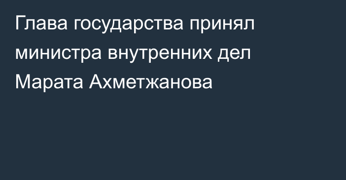 Глава государства принял министра внутренних дел Марата Ахметжанова