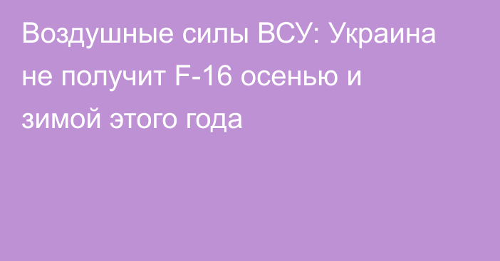 Воздушные силы ВСУ: Украина не получит F-16 осенью и зимой этого года