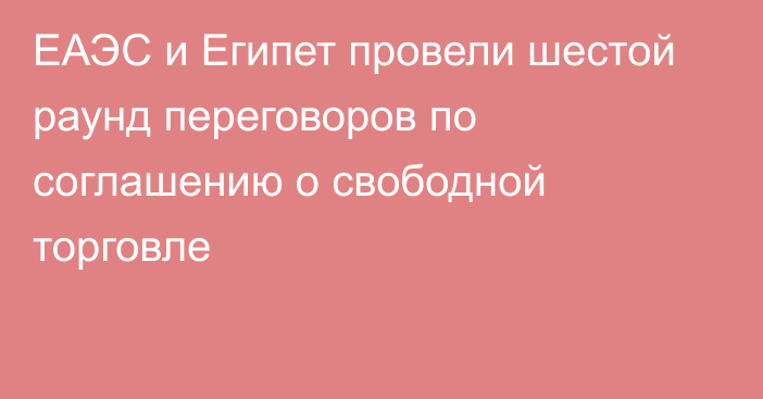 ЕАЭС и Египет провели шестой раунд переговоров по соглашению о свободной торговле