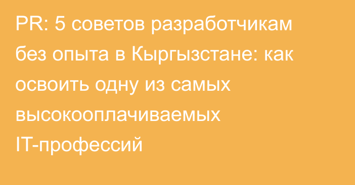 PR: 5 советов разработчикам без опыта в Кыргызстане: как освоить одну из самых высокооплачиваемых IT-профессий