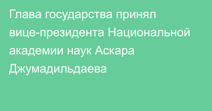 Глава государства принял вице-президента Национальной академии наук Аскара Джумадильдаева