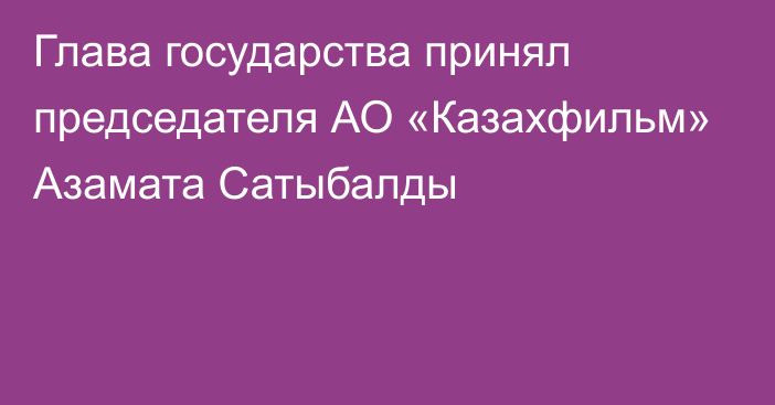 Глава государства принял председателя АО «Казахфильм» Азамата Сатыбалды