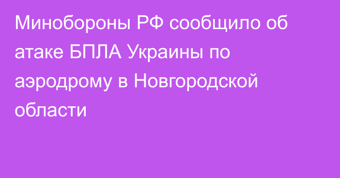 Минобороны РФ сообщило об атаке БПЛА Украины по аэродрому в Новгородской области