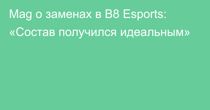 Mag о заменах в B8 Esports: «Состав получился идеальным»