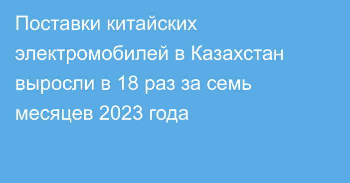 Поставки китайских электромобилей в Казахстан выросли в 18 раз за семь месяцев 2023 года