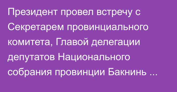 Президент провел встречу с Секретарем провинциального комитета, Главой делегации депутатов Национального собрания провинции Бакнинь Нгуеном Ань Туаном