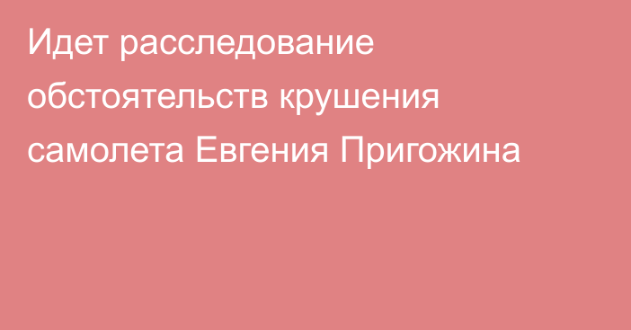 Идет расследование обстоятельств крушения самолета Евгения Пригожина