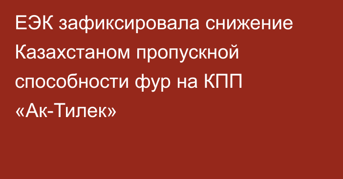 ЕЭК зафиксировала снижение Казахстаном пропускной способности фур на КПП «Ак-Тилек»