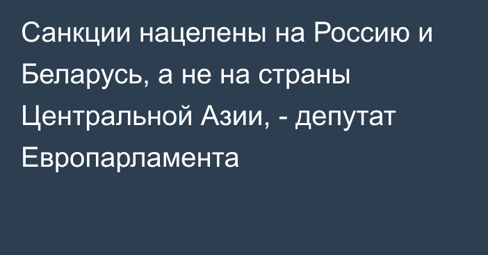 Санкции нацелены на Россию и Беларусь, а не на страны Центральной Азии, - депутат Европарламента