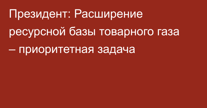 Президент: Расширение ресурсной базы товарного газа – приоритетная задача